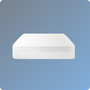White Waterproof Mattress Encasement on a blue gradient background