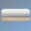 An image of the Cotton Blend Sheet Sets folded and stacked on a blue background