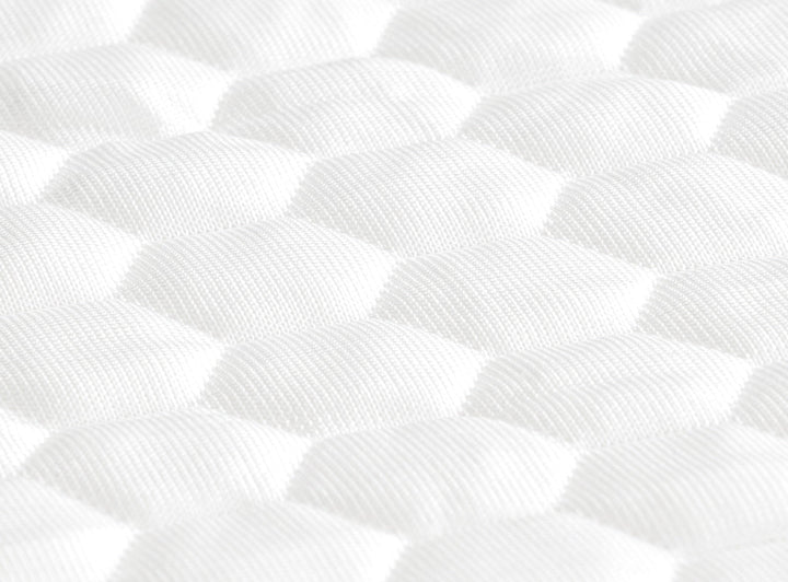 A closeup of the GlacioTex Mattress Protector showing cooling fabric 