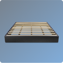 Wooden bed frame on a blue background