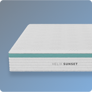 Helix Sunset mattress on a gradient blue background