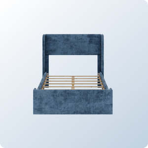 An image of the Astor Bed Frame on a blue background gradient