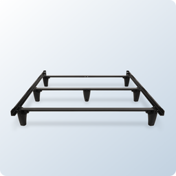 An image of the Metal Bed Frame on a blue background gradient