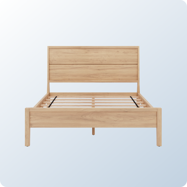 An image of the Ludlow Bed Frame on a blue background gradient