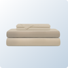 An image of the Cotton Blend Sheet Set on a blue background gradient