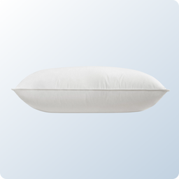 An image of the Down and Feather Pillow on a blue background gradient